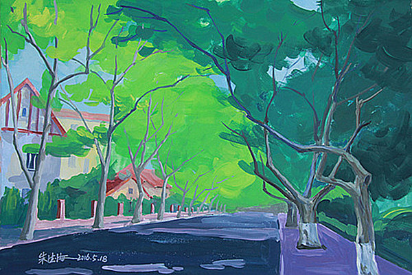 16年《大學(xué)路的早晨》紙面粉彩52x76cm.jpg